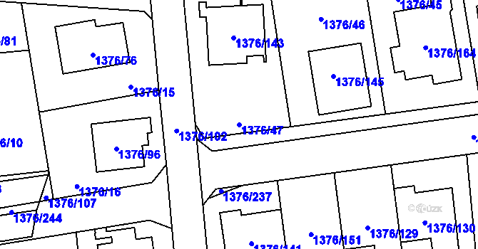 Parcela st. 1376/47 v KÚ Řeporyje, Katastrální mapa