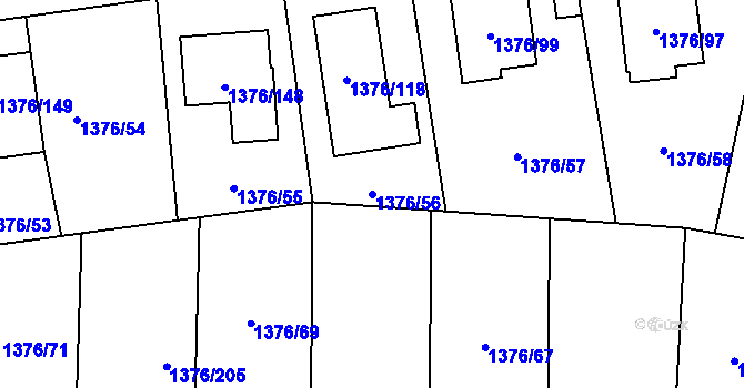 Parcela st. 1376/56 v KÚ Řeporyje, Katastrální mapa