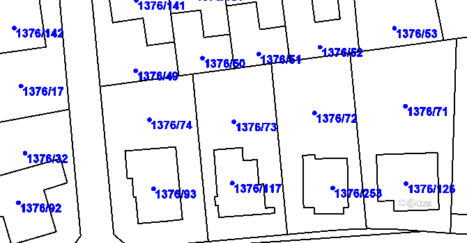 Parcela st. 1376/73 v KÚ Řeporyje, Katastrální mapa