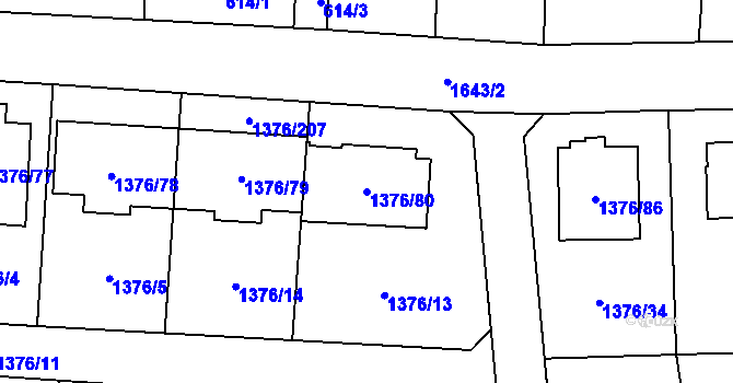 Parcela st. 1376/80 v KÚ Řeporyje, Katastrální mapa