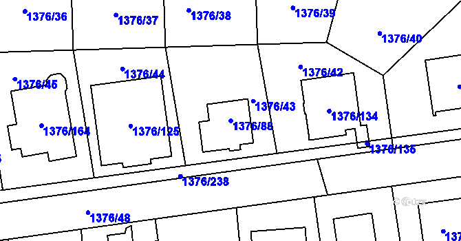 Parcela st. 1376/88 v KÚ Řeporyje, Katastrální mapa