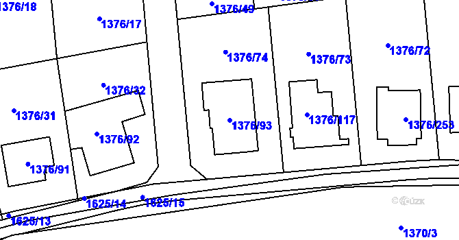 Parcela st. 1376/93 v KÚ Řeporyje, Katastrální mapa