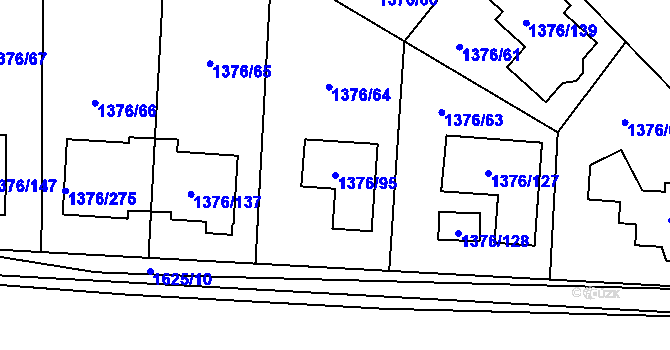 Parcela st. 1376/95 v KÚ Řeporyje, Katastrální mapa