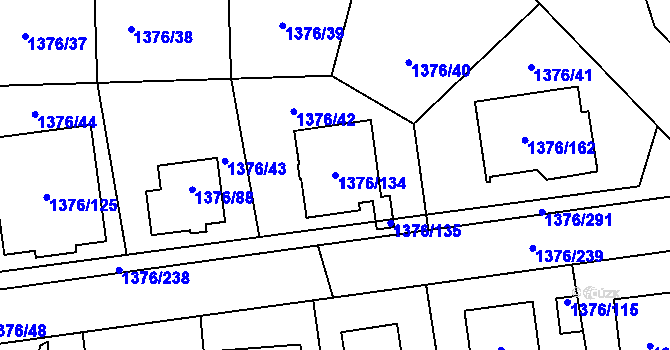Parcela st. 1376/134 v KÚ Řeporyje, Katastrální mapa