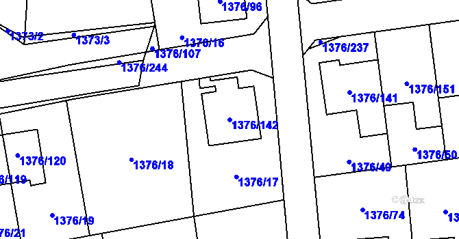 Parcela st. 1376/142 v KÚ Řeporyje, Katastrální mapa