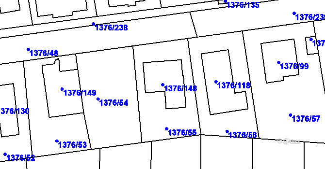 Parcela st. 1376/148 v KÚ Řeporyje, Katastrální mapa