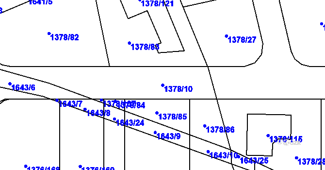 Parcela st. 1378/10 v KÚ Řeporyje, Katastrální mapa