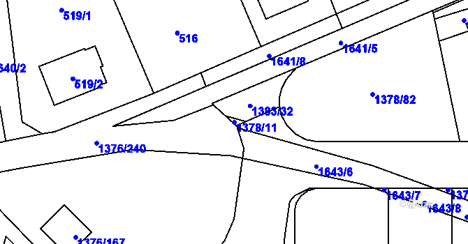 Parcela st. 1378/11 v KÚ Řeporyje, Katastrální mapa