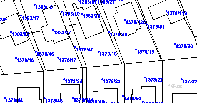 Parcela st. 1378/18 v KÚ Řeporyje, Katastrální mapa