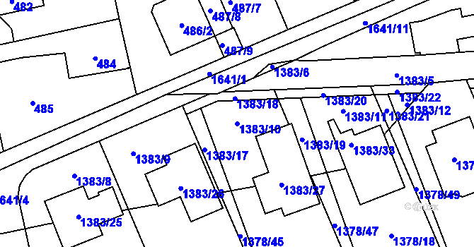 Parcela st. 1383/10 v KÚ Řeporyje, Katastrální mapa