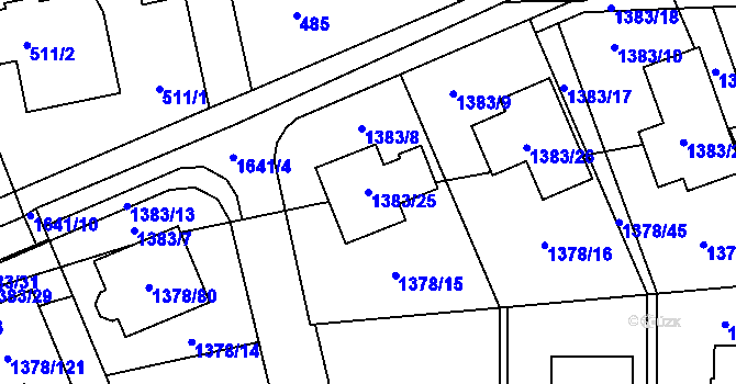 Parcela st. 1383/25 v KÚ Řeporyje, Katastrální mapa