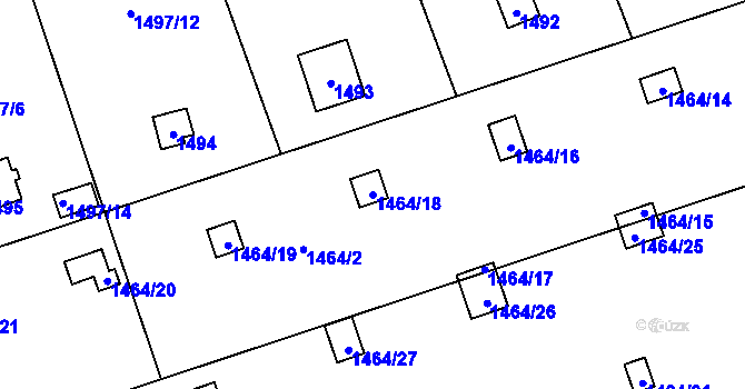 Parcela st. 1464/18 v KÚ Řeporyje, Katastrální mapa