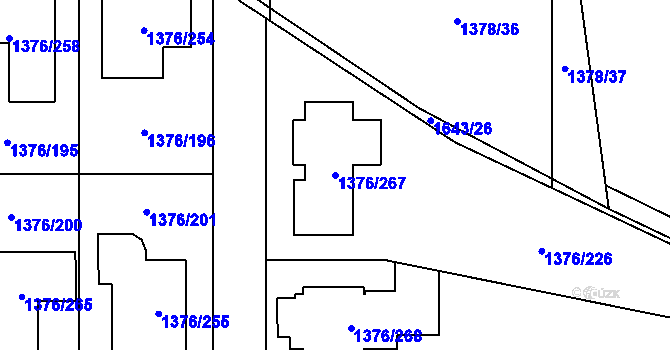 Parcela st. 1376/267 v KÚ Řeporyje, Katastrální mapa
