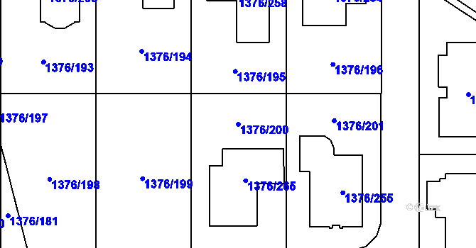 Parcela st. 1376/200 v KÚ Řeporyje, Katastrální mapa