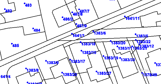 Parcela st. 1383/18 v KÚ Řeporyje, Katastrální mapa