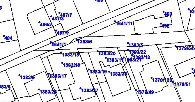 Parcela st. 1383/20 v KÚ Řeporyje, Katastrální mapa