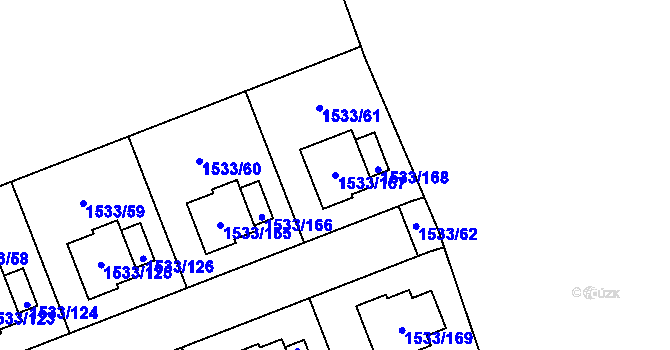 Parcela st. 1533/167 v KÚ Řeporyje, Katastrální mapa