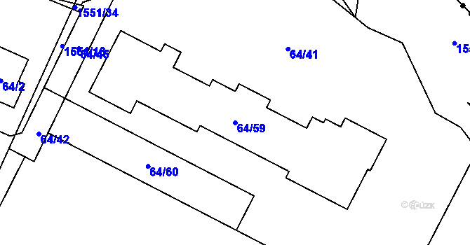 Parcela st. 64/59 v KÚ Řeporyje, Katastrální mapa