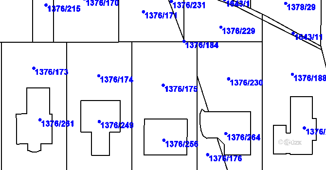 Parcela st. 1376/175 v KÚ Řeporyje, Katastrální mapa