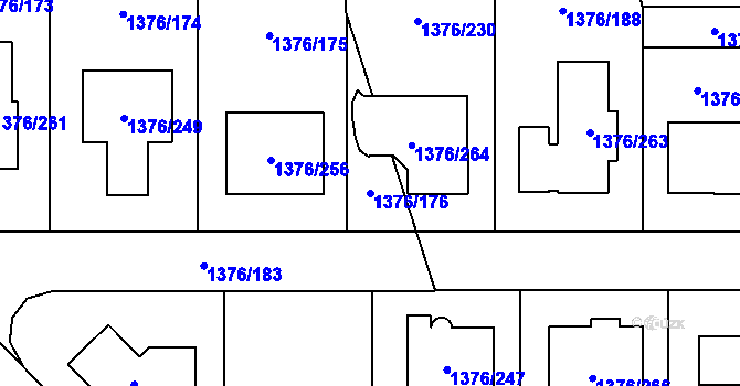 Parcela st. 1376/176 v KÚ Řeporyje, Katastrální mapa