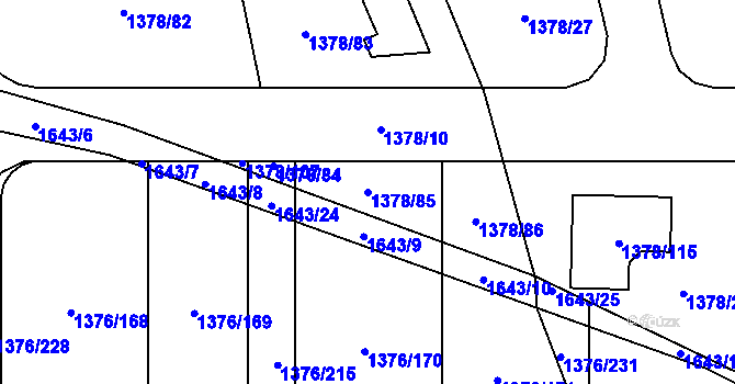 Parcela st. 1378/85 v KÚ Řeporyje, Katastrální mapa