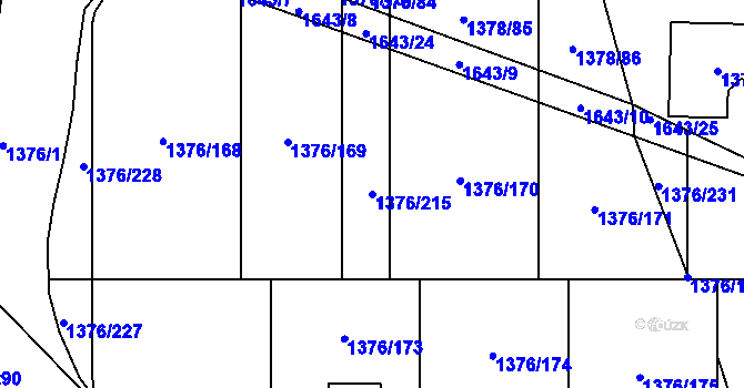 Parcela st. 1376/215 v KÚ Řeporyje, Katastrální mapa
