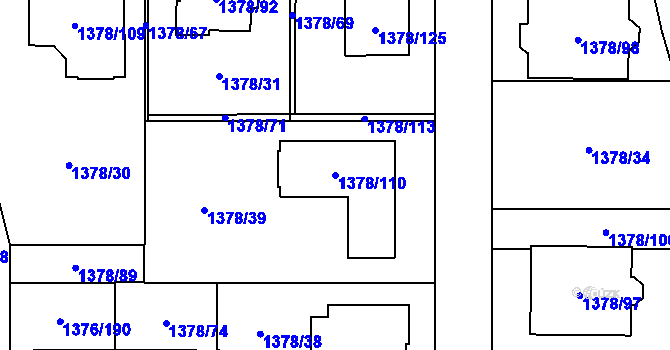 Parcela st. 1378/110 v KÚ Řeporyje, Katastrální mapa
