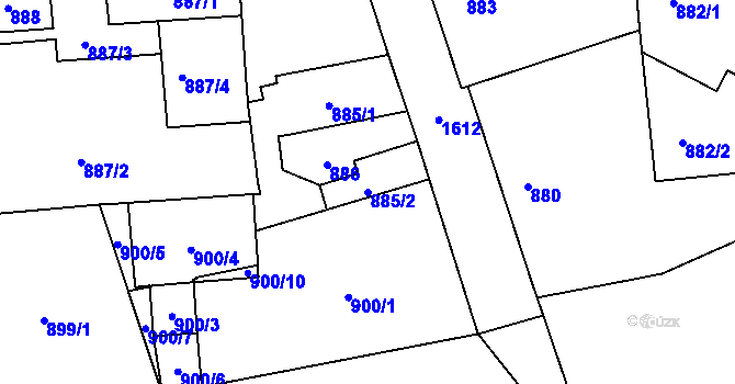 Parcela st. 885/2 v KÚ Řeporyje, Katastrální mapa