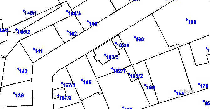 Parcela st. 162/5 v KÚ Řeporyje, Katastrální mapa