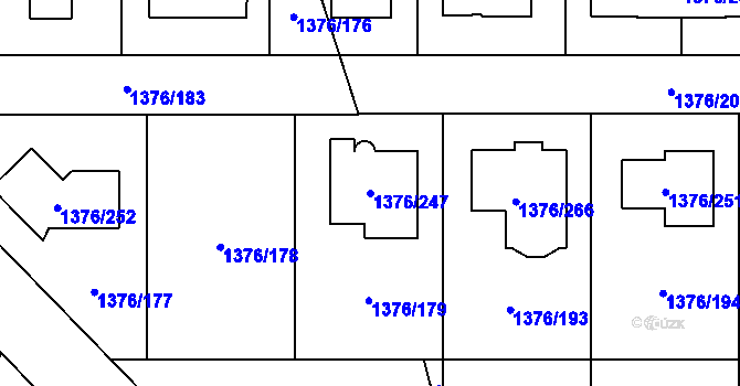Parcela st. 1376/247 v KÚ Řeporyje, Katastrální mapa