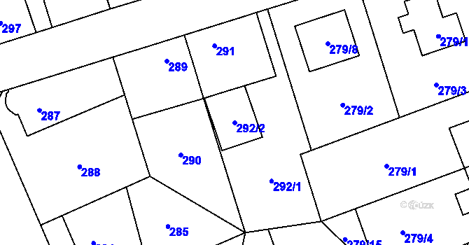 Parcela st. 292/2 v KÚ Řeporyje, Katastrální mapa