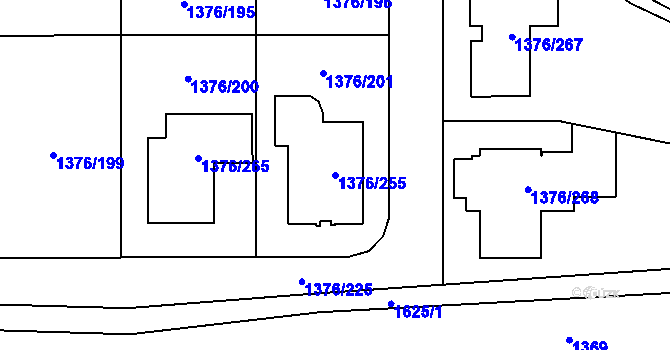 Parcela st. 1376/255 v KÚ Řeporyje, Katastrální mapa