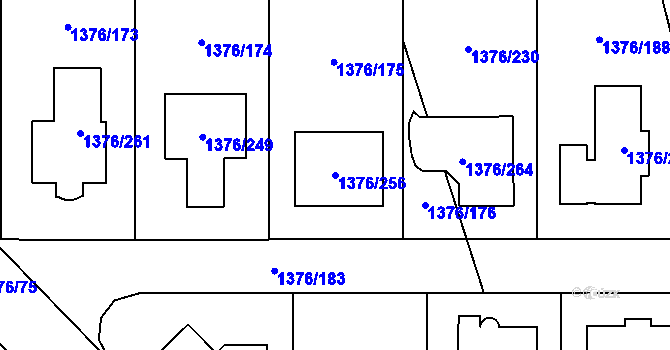 Parcela st. 1376/256 v KÚ Řeporyje, Katastrální mapa