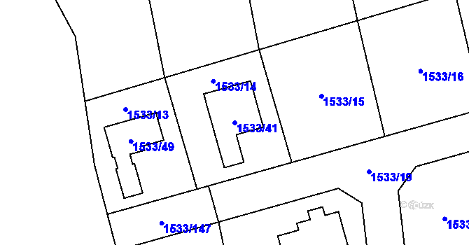 Parcela st. 1533/41 v KÚ Řeporyje, Katastrální mapa