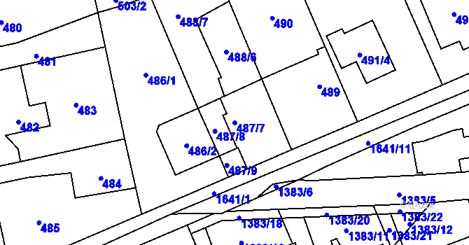 Parcela st. 487/7 v KÚ Řeporyje, Katastrální mapa