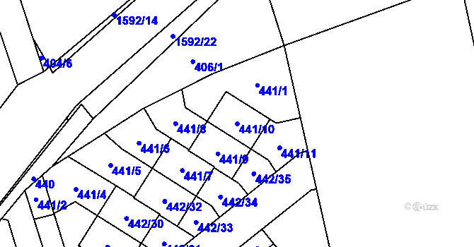 Parcela st. 441/10 v KÚ Řeporyje, Katastrální mapa