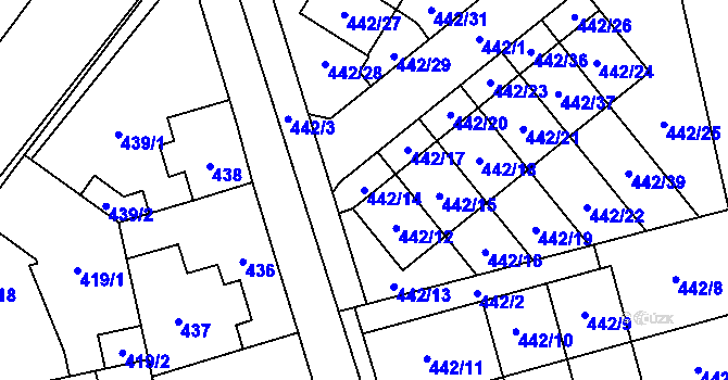 Parcela st. 442/14 v KÚ Řeporyje, Katastrální mapa