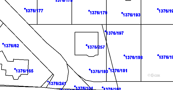 Parcela st. 1376/257 v KÚ Řeporyje, Katastrální mapa