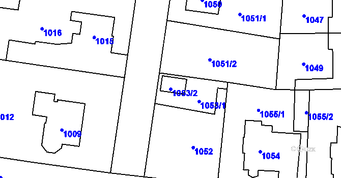Parcela st. 1053/2 v KÚ Řeporyje, Katastrální mapa