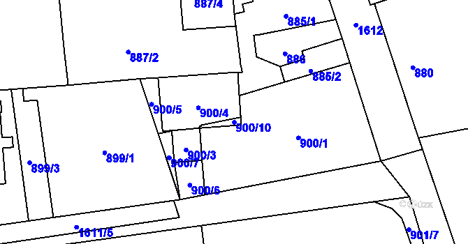 Parcela st. 900/10 v KÚ Řeporyje, Katastrální mapa