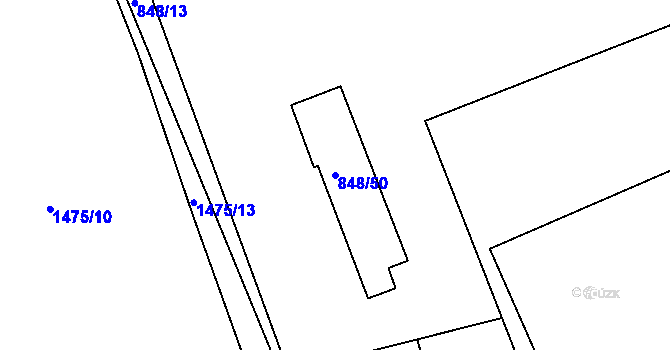 Parcela st. 848/50 v KÚ Řeporyje, Katastrální mapa