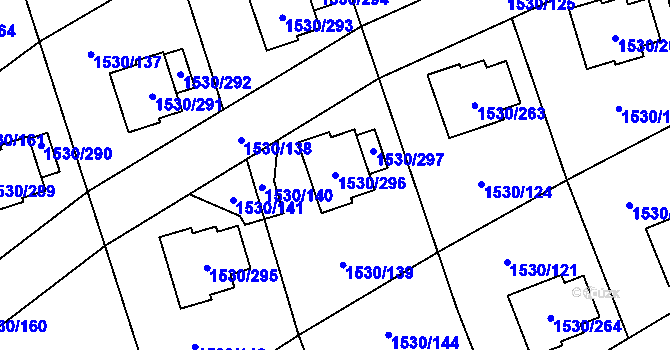 Parcela st. 1530/296 v KÚ Řeporyje, Katastrální mapa