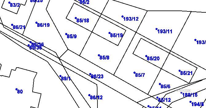 Parcela st. 84 v KÚ Zadní Kopanina, Katastrální mapa