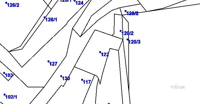 Parcela st. 122 v KÚ Zadní Kopanina, Katastrální mapa