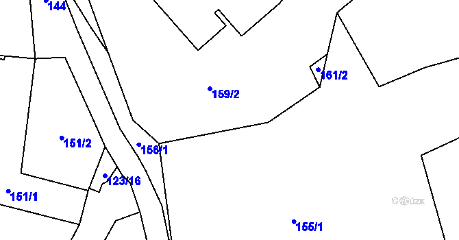 Parcela st. 159/1 v KÚ Zadní Kopanina, Katastrální mapa
