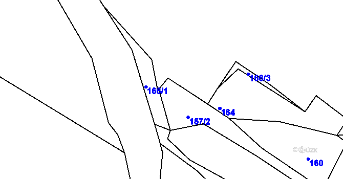 Parcela st. 166/2 v KÚ Zadní Kopanina, Katastrální mapa