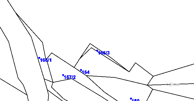 Parcela st. 166/3 v KÚ Zadní Kopanina, Katastrální mapa