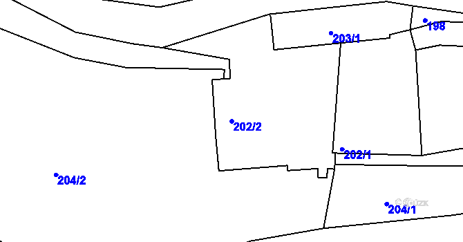 Parcela st. 202/2 v KÚ Zadní Kopanina, Katastrální mapa