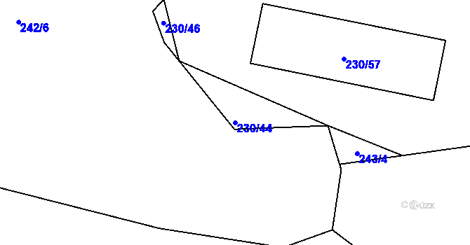 Parcela st. 230/44 v KÚ Zadní Kopanina, Katastrální mapa