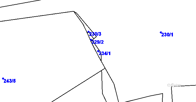 Parcela st. 234/1 v KÚ Zadní Kopanina, Katastrální mapa